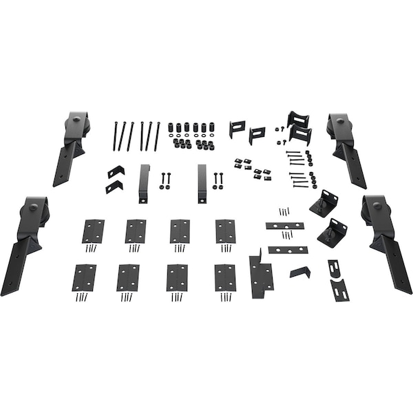 Ekena Millwork Barnfold J-Strap 4-Door Hardware Set for 1 1/4" to 1 3/8" Doors, Silver Metallic GB6007M4HSM - main